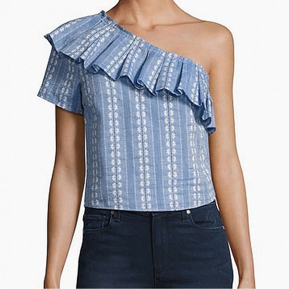 Splendid Women’s Chambray One Shoulder Top Blue Size XL
